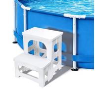 DECOHS Foldable Spa Hot Tub Steps, Non-Slip 2 Step Stool Pool Ladder, Universal Spa Steps Hot Tub Stairs for Outdoor Indoor Deck Patio Steps Accessories, White