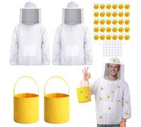 DECOHS Halloween Queen Bee and Beekeeper Costume, Halloween Cosplay Bees Beekeeping Suit Outfit for Halloween Party Dress Up, White, One Size