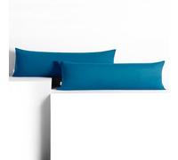 DecoKing 2 Pillowcases 20 x 120 cm Jersey 100% Combed Cotton Zip Blue Amber