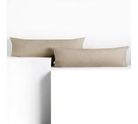DecoKing 2 Pillowcases 20 x 145 cm Jersey 100% Combed Cotton Zip Cappuccino Amber