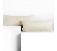 DecoKing 2 Pillowcases 40 x 120 cm Jersey 100% Combed Cotton Zip Ecru Amber