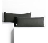 DecoKing 2 Pillowcases 40 x 120 cm Jersey Cotton Zip Graphite Amber