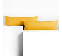 DecoKing 2 Pillowcases 40 x 145 cm Jersey 100% Combed Cotton Zip Yellow Amber