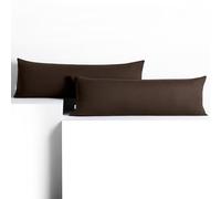 DecoKing 2 Pillowcases 40 x 200 cm Cotton Zip Brown Amber Chocolate