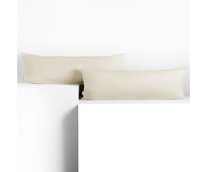 DecoKing 2 Pillowcases 40 x 200 cm Jersey 100% Combed Cotton Zip Ecru Amber
