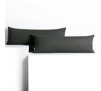 DecoKing 2 Pillowcases 40 x 200 cm Jersey 100% Combed Cotton Zip Graphite Amber