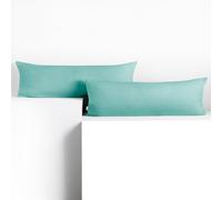 DecoKing 2 Pillowcases 40 x 200 cm Jersey 100% Combed Cotton Zip Light Turquoise Amber