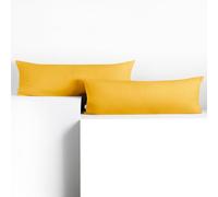 DecoKing 2 Pillowcases 40 x 200 cm Jersey 100% Combed Cotton Zip Yellow Amber