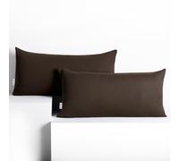 DecoKing 2 Pillowcases 40 x 80 cm Jersey 100% Combed Cotton Zip Brown Amber
