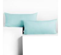 DecoKing 2 Pillowcases 40 x 80 cm Jersey 100% Combed Cotton Zip Light Blue Amber