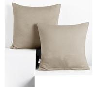 DecoKing 2 Pillowcases 50 x 50 cm Jersey 100% Combed Cotton Zip Cappuccino Amber