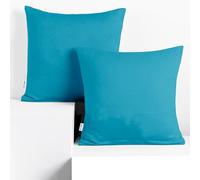 DecoKing 2 Pillowcases 50 x 50 cm Jersey 100% Combed Cotton Zip Cyan Amber