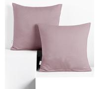 DecoKing 2 Pillowcases 50 x 50 cm Jersey 100% Combed Cotton Zip Heather Amber