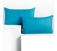 DecoKing 2 Pillowcases 50 x 60 cm Jersey 100% Combed Cotton Zip Cyan Amber