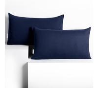 DecoKing 2 Pillowcases 50 x 60 cm Jersey 100% Combed Cotton Zip Dark Blue Amber