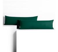 DecoKing 2 x Pillowcases 20 x 120 cm Jersey Cotton Zip Bottle Green Amber