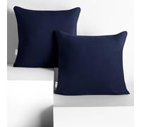 DecoKing 2 x Pillowcases 50 x 50 cm Jersey Cotton Zip Dark Blue Amber
