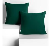 DecoKing 2 x Pillowcases 80 x 80 cm Jersey 100% Combed Cotton Zip Bottle Green Amber