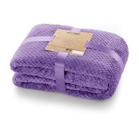 DecoKing 220x240 cm Scandanavian Style Blanket Bedspread Cover Microfibre Fleece Soft Smooth Cuddly Cosy Violet Purple Henry