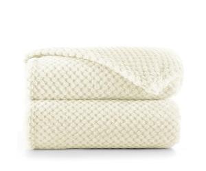 DecoKing 66171 Cuddly Blanket 70 x 150 cm Cream Microfibre Blanket Fleece Blanket Bedspread Fleece Soft Cuddly Scandinavian Style Ecru Ivory Cream Henry