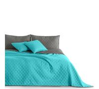 DecoKing Bedspread Slipcover Cover Reversible 220 x 240 cm Turquoise Steel Quilted Ultrasonic Lightweight Microfibre Axel