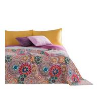 DecoKing Bibi 12239 Bedspread 260 x 280 cm Pink Purple White Colourful Anthracite Bedspread Double-Sided Colourful Pink White Violet Quilting