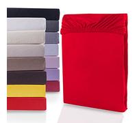 DecoKing Fitted Sheet 140 x 200 cm 160 x 200 cm Red Jersey 100% Cotton Box Spring Bed Nephrite 140 x 200 160 x 200 cm