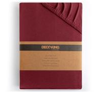 DecoKing Fitted Sheet Double Cotton Jersey Boxspring, Amber Collection, 120-140x200 cm Maroon Burgundy