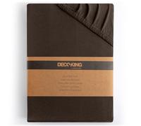 DecoKing Fitted Sheet Emperor 100% combed cotton soft Jersey, Amber Collection, 180x200-200x200 cm Chocolate Brown