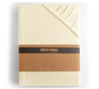 DecoKing Fitted Sheet King Size 100% combed cotton soft Jersey, Amber Collection, 140x200-160x200 cm Cream