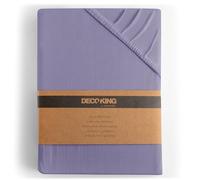 DecoKing Fitted Sheet King Size 100% combed cotton soft Jersey, Amber Collection, 140x200-160x200 cm Lavender