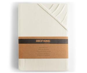 DecoKing Fitted Sheet Single 100% Combed Cotton Soft Jersey Bed Sheet 80x200-90x200 cm Ecru Amber