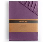 DecoKing Fitted Sheet UK Single Cotton Jersey Boxspring, Amber Collection, 80x200-90x200 cm Plum Violet Purple