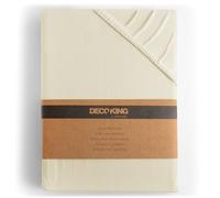 DecoKing Fitted Sheet Small Double Cotton Jersey Boxspring, Amber Collection, 100x200-120x200 cm Beige