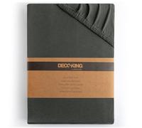 DecoKing Fitted Sheet Small Double Cotton Jersey Boxspring, Amber Collection, 100x200-120x200 cm Dark Grey Charcoal Antracithe