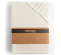 DecoKing Fitted Sheet Small Double Cotton Jersey Boxspring, Amber Collection, 100x200-120x200 cm Ecru