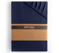 DecoKing Fitted Sheet Small Double Cotton Jersey Boxspring, Amber Collection, 100x200-120x200 cm Navy Blue