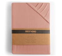 DecoKing Fitted Sheet Small Double Cotton Jersey Boxspring, Amber Collection, 100x200-120x200 cm Salmon Pink