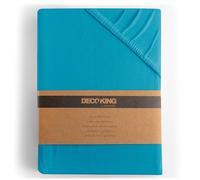 DecoKing Fitted Sheet Small Double Cotton Jersey Boxspring, Amber Collection, 100x200-120x200 cm Marine