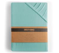 DecoKing Fitted Sheet Super Emperor 100% Combed Cotton Soft Jersey Bed Sheet 200x220-220x240 cm Light Turquoise Amber
