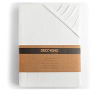 DecoKing Fitted Sheet Super Emperor 100% Combed Cotton Soft Jersey Bed Sheet 200x220-220x240 cm White Amber