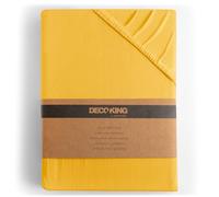 DecoKing Fitted Sheet Super King 100% Combed Cotton Soft Jersey Bed Sheet 160x200-180x200 cm Yellow Amber