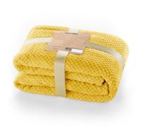 DecoKing Henry Cuddly Blanket, 150 x 200 cm Microfibre Blanket, Bedspread, Fleece, Soft, Cuddly Scandinavian Style, Yellow
