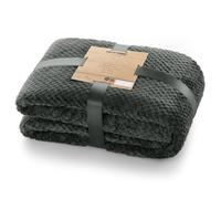 DecoKing Henry Cuddly Blanket, 70 x 150 cm Microfibre Blanket, Bedspread, Fleece, Soft, Cuddly Scandinavian Style, Graphite / Anthracite Grey