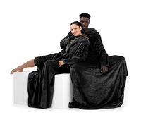 DecoKing Lazy TV Blanket, Microfibre Fleece Blanket with Sleeves, Pockets and Soft Foot Pocket