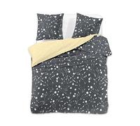 DecoKing Premium 29237 Bed Linen 230 x 220 cm 2 Pillowcases 50 x 75 cm Grey Floral Pattern Duvet Covers Renforcé Cotton Mako Satin Double-Sided Ducato Collection Dandelion Steel Anthracite White