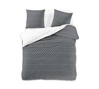 DecoKing Premium 29398 Bed Linen 230 x 220 cm 2 Pillowcases 50 x 75 Graphite Geometric Pattern Duvet Covers Renforcé Cotton Mako Satin Cotton Sateen Double-Sided Ducato Collection Panels Grey White
