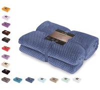 DecoKing Scandanavian style Blanket microfibre cosy Blanket Fleece bedspread Soft smooth Cuddly, Microfibre, dark blue, 70 x 150 cm