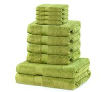 DecoKing Set of 10 Cotton Quality 525 g/m² 4 Guest Towels 30 x 50 cm 4 Hand Towels 50 x 100 cm and 2 Bath Towels 70 x 140 cm Celadon Green Absorbent Marina