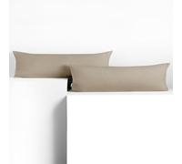 DecoKing 2 Pillowcases 20 x 120 cm Jersey 100% Combed Cotton Zip Cappuccino Amber